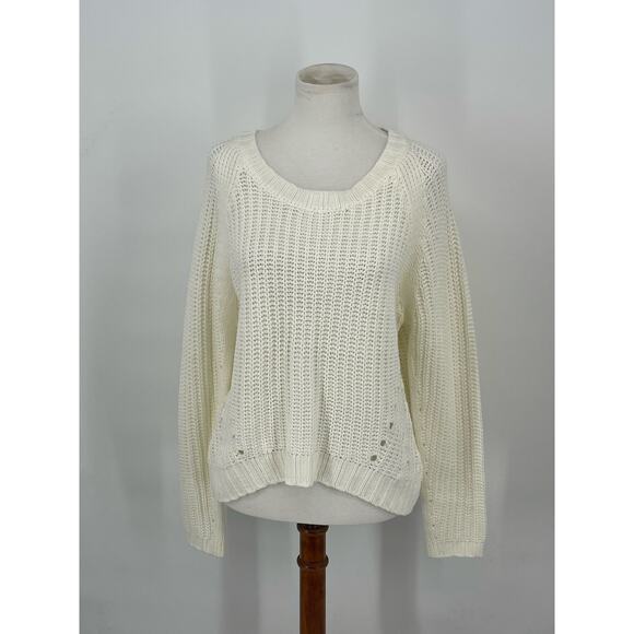 NWT Cotton On Knitwear White Loose Knit Fisherman‎ Sweater Size S Fisherman - Picture 1 of 6